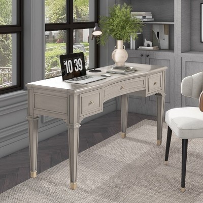 Dauphin 55" Gray Cashmere Wood Executive Desk with Drawers