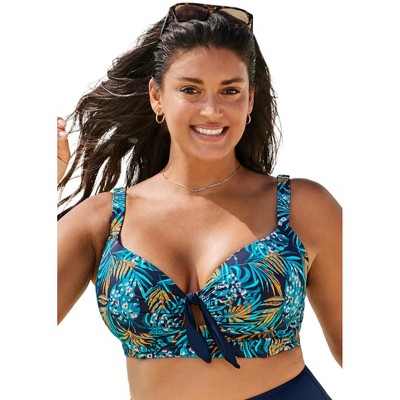 Swimsuits For All Women's Plus Size Long Sleeve Underwire Mesh Bikini Top :  Target