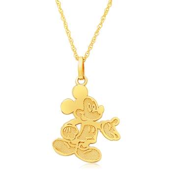 Disney Mickey Mouse 14kt Yellow Gold Classic Mickey Pendant Necklace, 15"