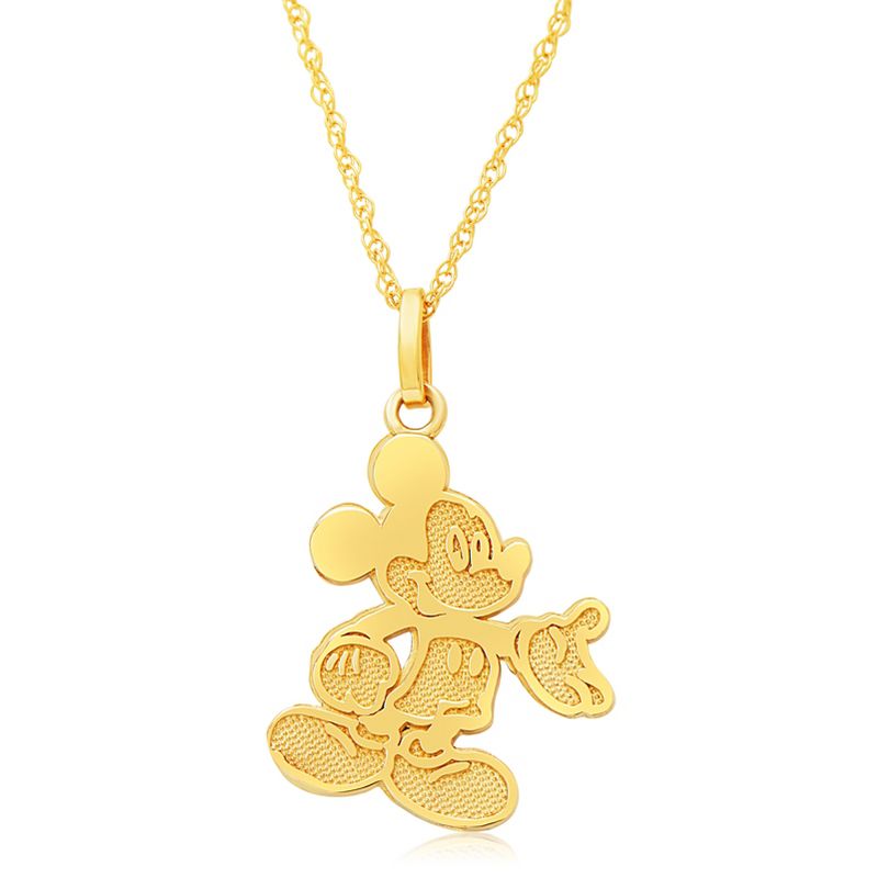 Disney Mickey Mouse 14kt Yellow Gold Classic Mickey Pendant Necklace, 15", 1 of 6