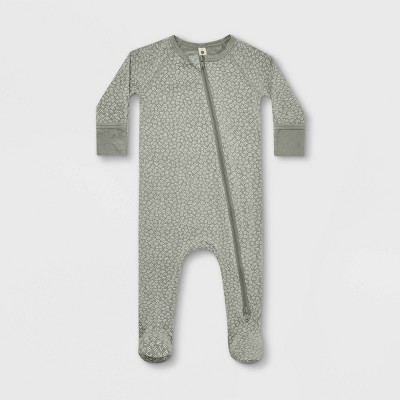 Image of Q by Quincy Mae Baby Rayon from Bamboo Zipper Footed Pajama - Slate Green 12-18M