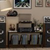 MOEPISY Spacious Vintage Record Player Table - Holds 150-250 Vinyl Albums, Adjustable Dividers, Side Display Areas - 2 of 4