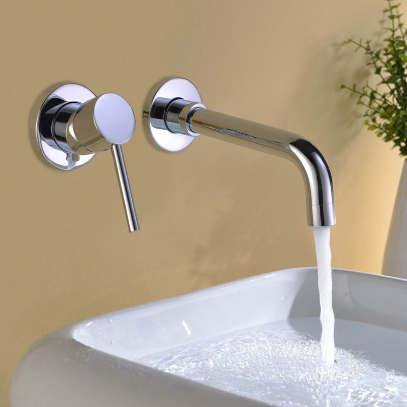 sumerain Wall Mounted Bathroom Sink Faucet Lavatory Faucet Chrome Finish, Left-Handed Design, 3 of 5