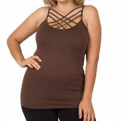 Women's Strappy Criss Cross Cami Top - PLUS - ZENANA