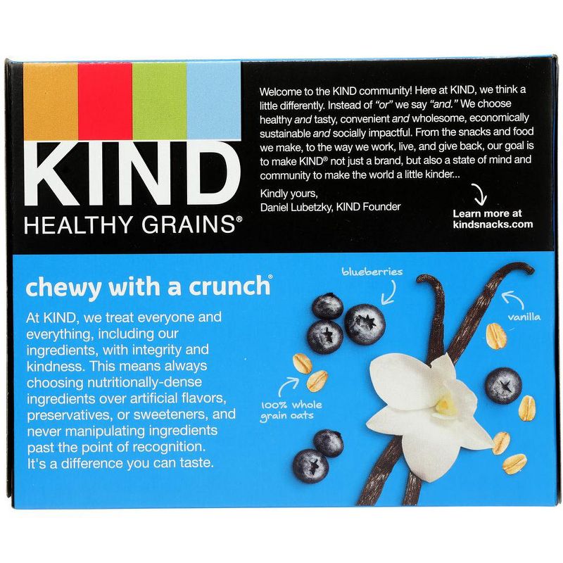 Kind Healthy Grains Vanilla Blueberry Granola Bars - Case of 8/5 pack, 1.2 oz, 3 of 8