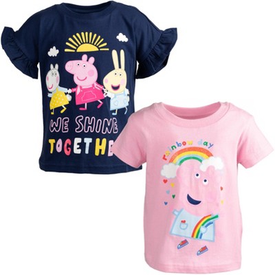 Peppa Pig Girls 2 Pack Graphic T-Shirts Toddler to Little Kid