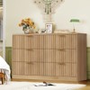 USIKEY 47.3''Wide Fluted 6 Drawer Dresser for Bedroom, Modern Chest of Drawers, Wood Closet Clothes Organizer for Bedroom, Hallway, Natural - 3 of 4