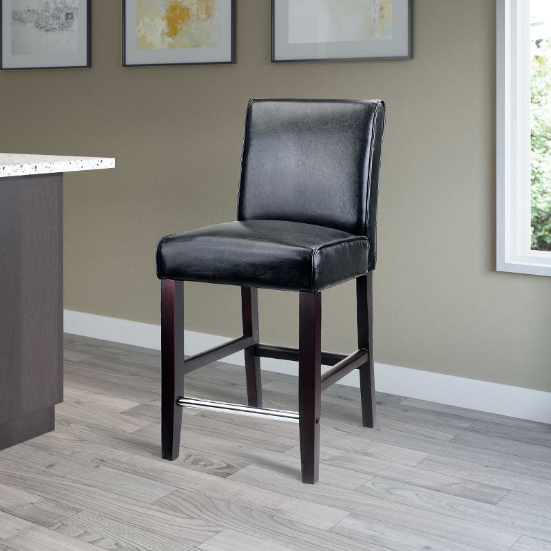 Antonio Counter Height Barstool with Bonded Leather Seat - CorLiving, 3 of 4