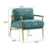 Modern Accent Chair with Wooden Armrests & Metal Frame,Plush Cushions Lounge Chair for Living Room or Office-Baofuwish - 4 of 4