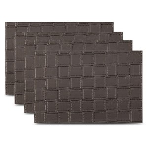 Dainty Home Bostonian Reversible Premium Vegan Leather 12" x 18" Placemats Set of 4 - 1 of 3