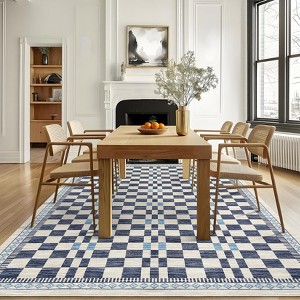 Modern Washable Area Rug for Living Room, Foldable Geometric Throw Carpet with Non Slip Backing, Low Pile Stain Resistant Floor Cover - 1 of 4