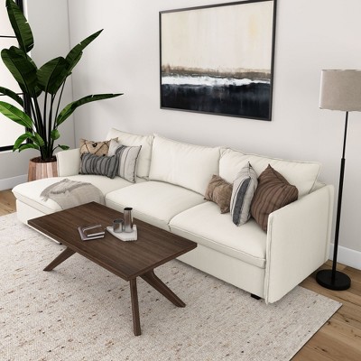 Walnut Brown Solid Wood Rectangular Coffee Table with Cross Legs