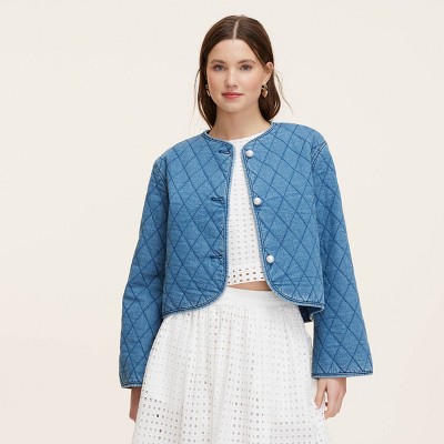 Women's Quilted Denim Jacket - kate spade new york x Target Medium Blue