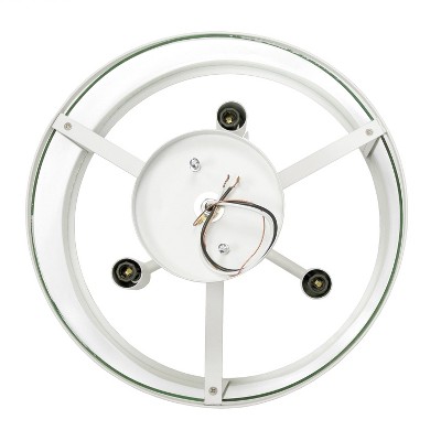 13" White Glass and Metal Semi-Flushmount Ceiling Light