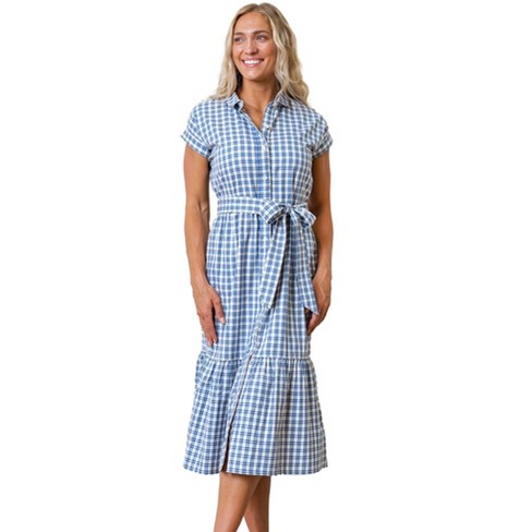 Shop Sash tie cotton poplin tiered shirtdress