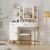 Makeup Vanity Desk with Mirror and Lights, 3 Lighting Modes Adjustable, Soft Cushioned Stool, 2 Drawers, Open Shelves, for Bedroom, Living room - 2 of 4