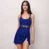 Anna-Kaci Swim Women's Mesh Panel One Piece Swimsuit with Adjustable Spaghetti Straps and Side Tie Swim Skirt - 2 of 4
