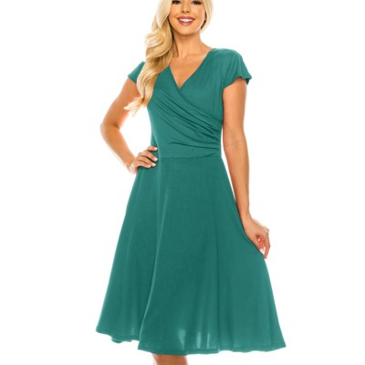 Women's Solid And Print V-neck Skater Dress