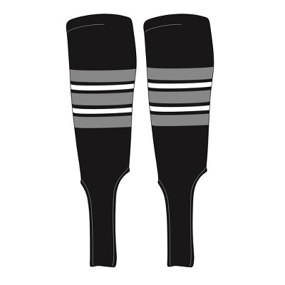 MK Socks Traditional Baseball Stirrups Pattern E-7 Black, Silver, White (L)