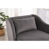 Modern Chaise Lounge Velvet Upholstered Accent Chair Bed Bench, Beige/Gray/Orange-ModernLuxe - 3 of 4