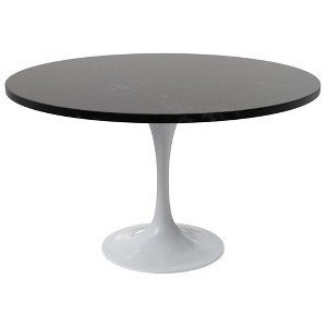 LeisureMod Verve Mid-Century Modern Table with a 48" Round MDF Tabletop and White Steel Pedestal Base for Kitchen and Dining Room - 1 of 4