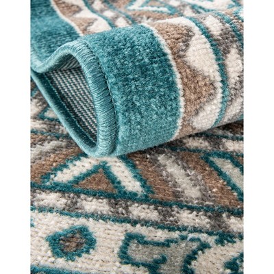Teal Braided 5' Round Synthetic Indoor Area Rug