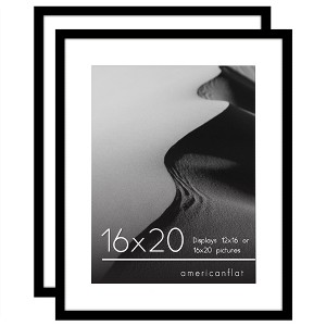 Americanflat 16x20 Picture Frame with Polished Plexiglass - Set of 2 - Use as 12x16 Frame with Mat or 16x20 Frame Without Mat - Black - 1 of 4