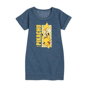 - Pokémon - Pikachu Logo Graphic Short Sleeve Fleece Dress - 1 of 4