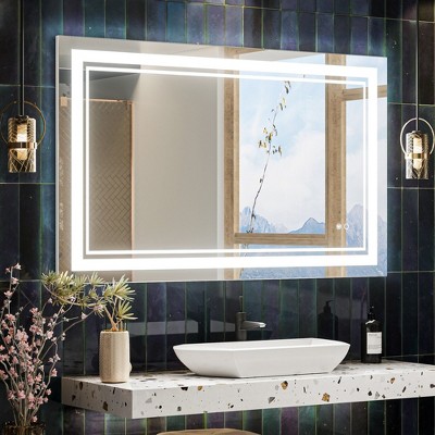 Keonjinn LED Front Light Bathroom Vanity Wall Mirror, Anti-Fog, Dimmable