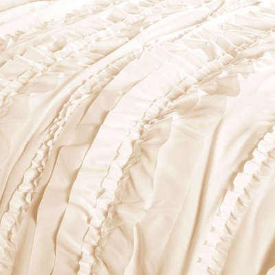 Lush Decor Belle Ruffle Comforter Set (Queen) Ivory 4pc - Lush Décor: Shabby Chic Microfiber Bedding with Bed Skirt & Shams — фото 3