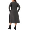 Agnes Orinda Women's Plus Size Crew Neck Button Long Sleeve with Pockets Casual Midi T-Shirt Dress - 4 of 4