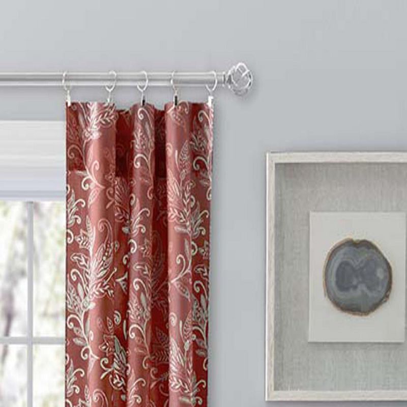 Ellis Curtain Lexington Leaf Pattern on Colored Ground Curtain Pair with Ties Brick, 3 of 5