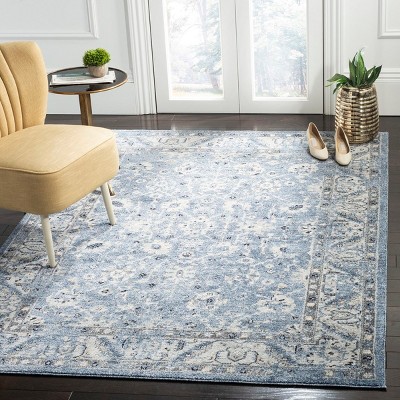 Charleston Navy and Light Grey Floral 6'x9' Synthetic Area Rug
