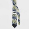 Men's Plaid Faux Linen Neck Tie - Goodfellow & Co™ Blue/Green: Recycled Polyester, Woven Check Pattern - 2 of 3