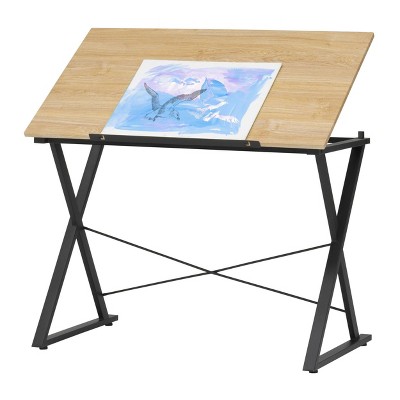 Ashwood and Charcoal Adjustable Drawing Table with Steel Frame
