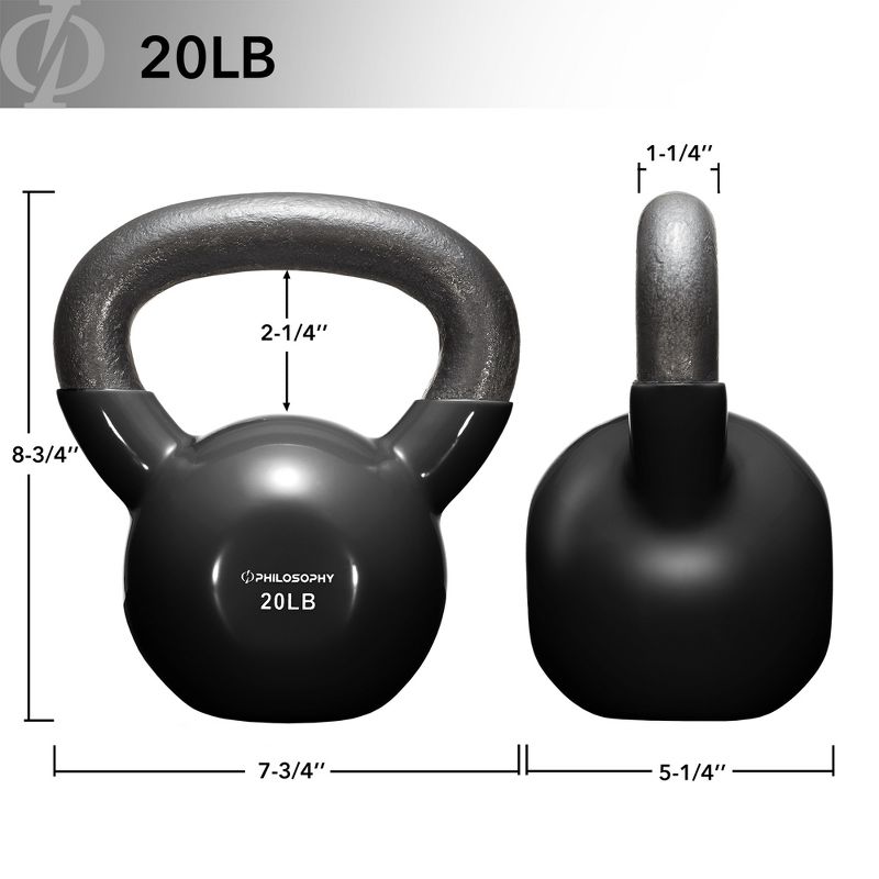 Philosophy Gym Vinyl Coated Cast Iron Kettlebell Weights - Black, 4 of 6
