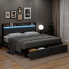 coucheta Bed Frame with 2 Drawers and Charging Station,Upholstered LED Bed Frame with Storage Headboard,Noise-Free,No Box Spring Needed,Easy Assembly - 3 of 4