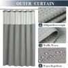 Waffle Weave Shower Curtain with Snap - in Liner 12 Hooks Gray Hotel Style Washable Repellent Mesh Top Window 71x72 - 2 of 4