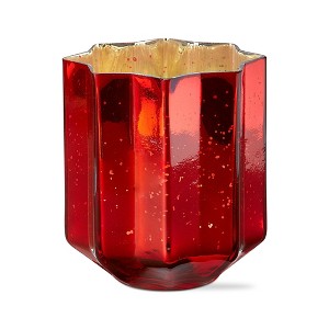 tagltd Christmas Red Starlight Blown Glass Tealight Votive Candle Holder Large Tabletop Mantel Centerpiece Decoration 7 inch - 1 of 2