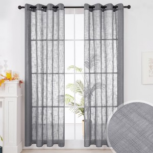 Deconovo Faux Linen Sheer Curtain Panels (2-Pack) – Light Filtering, Grommet Top - 1 of 4