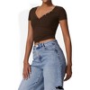 Anna-Kaci Women's Short Sleeve V-Neck Top with Grommet Details and Slim Fit - 4 of 4