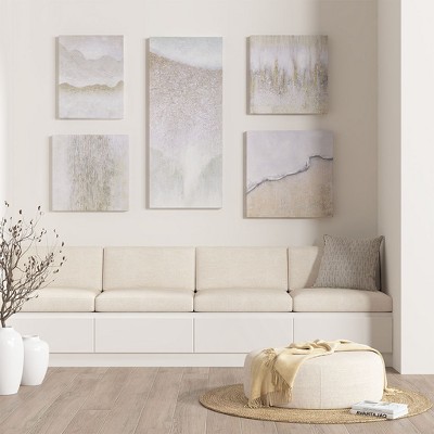 Gulches Hand Embellished Abstract 5-Piece Gallery Canvas Wall Art Set - Artistic Elegance for Your Home