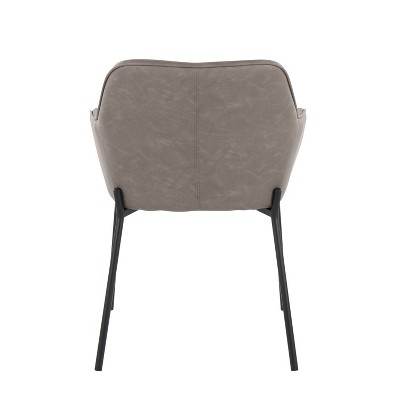 Daniella Black Steel and Gray Faux Leather Dining Chairs, Set of 2