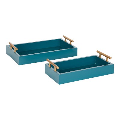 Kate and Laurel Lipton Tray, 2 Piece, Teal