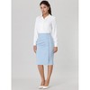 Hobemty Women's Wear to Work Elastic High Waist Pleated Bodycon Midi Skirts - 3 of 4