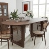 Wooakway 30"H Rattan Oval Wood Dining Table Kitchen Table Conference Table with Double Pedestal - 4 of 4