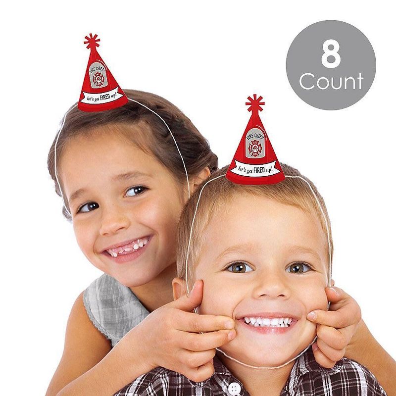 Big Dot of Happiness Fired Up Fire Truck - Mini Cone Firefighter Firetruck Baby Shower or Birthday Party Hats - Small Little Party Hats - Set of 8, 2 of 9