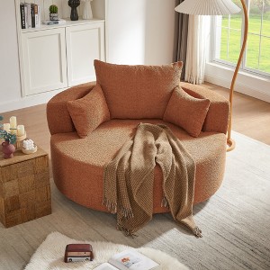 360° Swivel Chair, Rotating Round Sofa Chair With 3 Removable Pillows For Living Room, Bedroom, Office And Hotel - 1 of 4