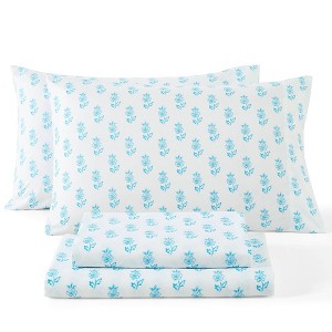 HLC.ME Floral Bed Sheets - Bed Sheet Set - Wrinkle Resistant & Ultra Soft - Fits Mattresses up to 15 Inches Deep - 1 of 4