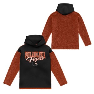 NHL Philadelphia Flyers Girls' Faux Fur Long Sleeve Hooded Sweatshirt - 1 of 3